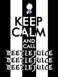 a purple and white poster with the words keep calm and call beete juice below