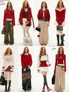 Korean Christmas Outfit, Cute Outfits Simple, Japanese Fashion Winter, Taobao Clothes, Grunge Winter Outfits, Christmas Eve Outfits, Simple Costumes, Vintage Winter Outfits, Christmas Y2k