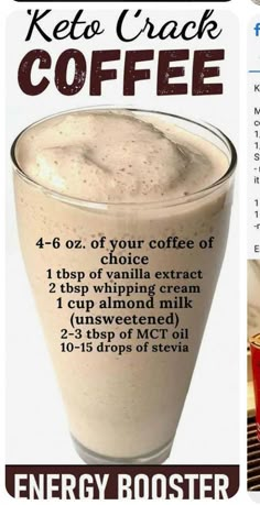 an advertisement for keto coffee is shown with information about the ingredients and how to use it