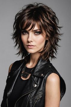 How To Style Choppy Layers, Choppy Rocker Hair, Short Shags On Women, Medium Shaggy Hairstyles Choppy Layers, Edgy Shag Haircuts Choppy Layers, Super Short Shag, Short Hair Cuts For Curly Hair, Short Rocker Hair, Shag Hairstyles Medium