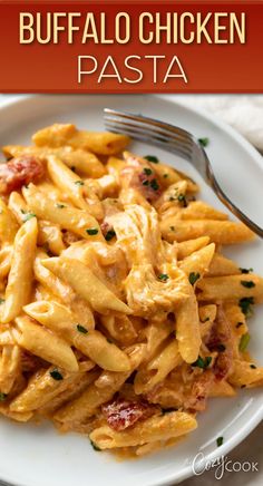 buffalo chicken pasta with penne and shredded chicken Skillet Pasta Recipes, Weeknight Dinner Ideas, Skillet Pasta, Cooked Chicken Recipes, Easy Skillet, Rotisserie Chicken Recipes, Chicken Pasta Recipes