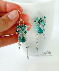 Teal Chandelier, Blue Chandelier, Ruby Rings, Emerald Rings, Earrings Wire, Sapphire Solitaire, Gemstones Jewelry, Earrings Inspiration