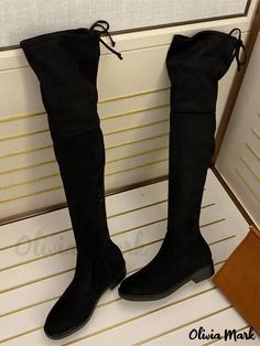 Olivia Mark - Stylish and Elegant Womens Thigh High Flat Over the Knee Boots in Black Suede Womens Thigh High Boots, Flat Riding Boots, Black Flat Boots, Thigh High Boots Flat, Black Suede Flats, Black Thigh High Boots, Fall Winter Shoes, Knee High Boots Flat, Black Thigh High