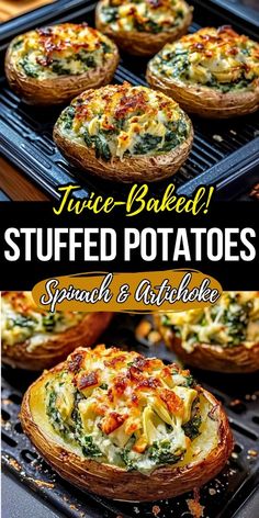 Look for a healthy vegetarian meal also high in protein? These stuffed potatoes are packed with flavor and protein! Featuring a cream cheese, mozzarella, spinach and artichoke filling, they're crispy, cheesy, and perfect for the air fryer stuffed potatoes craze. A quick easy dinner idea, these high protein vegetarian recipes dinner options are also oil-free and ideal for healthy baked meals. Protein Vegetarian Recipes, Potatoes In Air Fryer, High Protein Vegetarian, Artichoke Stuffed, Protein Vegetarian, Air Fryer Baked Potato, Stuffed Potatoes, Quinoa Dishes