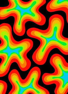 an abstract background with wavy lines in red, yellow and green colors on a black background