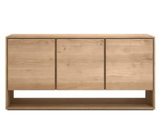 the sideboard is made out of wood and has three doors on one side, two drawers