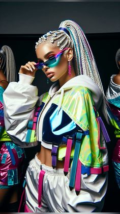 #image #model #posture #aesthetics #beauty #photoshoot Futuristic Rave Aesthetic, Afro Futurism Aesthetic Outfits, Afrofuturism Photoshoot, Cyberpunk Fashion Women Neon, Model Posture, Afro Futurism Photoshoot, Holography, Party Flyers, Tiktok Dance