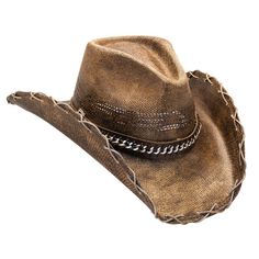 Unsure of what a Dropship item is? Click this link so you are fully informed prior to your purchase! Stampede Hats - Black Stained Cowboy Hat With Chain Hat Band Bring some Wild West charm into your wardrobe with this cowboy hat with a chain band from Stampede Hats. This stained brown and black cowboy hat with chain details and stunning leatherwork is the perfect solution for upgrading your style and protecting yourself from the sun. Made from tightly woven Bangora straw, this cowboy hat is built to last and impress for many years to come. Wear a Black Stained Cowboy Hat for a Unique Look Featuring a traditional western straw cowboy hat shape, this brown and black cowboy hat from Stampede Hats is anything but ordinary when it comes to aesthetics. These features offer a unique twist on the Frog Collage, Sicilian Decor, Wall Yoga, Black Cowboy Hat, Black Cowboys, Outback Hat, Cowgirl Rodeo, Felt Cowboy Hats, Straw Cowboy Hat