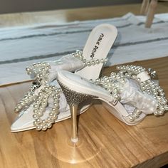 Perfect For Bridal Event Never Worn- Brand New In Box Pearl Heels, Wrap Around Heels, Public Desire Shoes, Prom Heels, Public Desire, High Fashion Outfits, Bridal Event, Pointed Toe Heels, Wrap Around