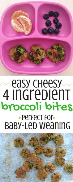 the four different types of broccoli bites are shown in three separate trays