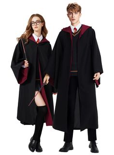 two people dressed in harry potter costumes