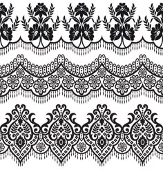 black and white lace pattern with flowers on the side, seaming for wallpaper