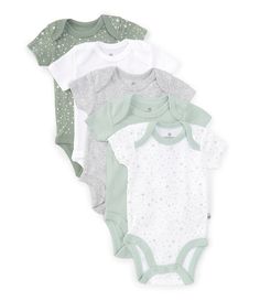 From Honest Baby, these bodysuits feature:5-packCrew necklineShort sleevesEnvelope neck easily expands for easy changesNickel-free snaps at bottom100% certified organic cottonMachine wash/tumble dry lowImported. Newborn Baby Clothes Unisex, Boy Baby Clothes, Mini Jd, Baby Clothes Boy, Honest Baby Products, Baby Boy Clothing, Girls Pjs