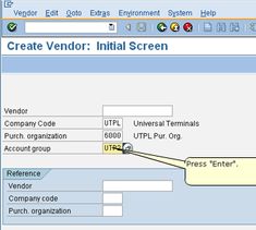 a screenshot of a web page with the text create vendor initial screen