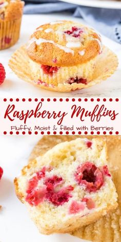 raspberry muffins are stuffed with berries