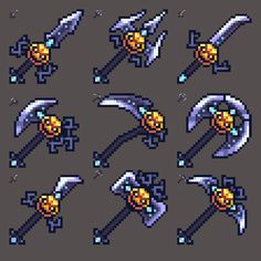 pixel art with different types of swords