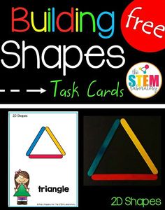 building shapes task cards for kids to practice the shape and construction skills in their homeschool classroom