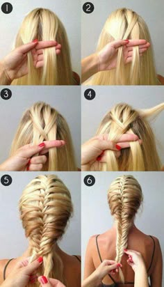 A beautiful French fishtail braidso easy takes a while to get the hang of it but super cute!✋ Fishtail Braids, Peinados Fáciles Para Cabello Corto, Easy Braids, Braided Hairstyles Easy, Long Hair Girl, Easy Hairstyles For Long Hair, Fish Tail Braid, Prom Makeup