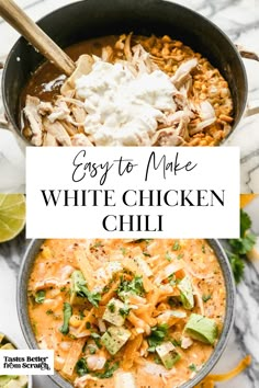 an easy to make white chicken chili recipe in a skillet