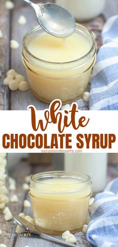 WHITE CHOCOLATE SYRUP FOR COFFEE White Chocolate Simple Syrup, White Chocolate Powder Recipes, White Chocolate Syrup For Coffee, Chocolate Syrup For Coffee, White Chocolate Coffee Syrup, Mocha Syrup Recipe, Syrups For Coffee, Coffee Sauce