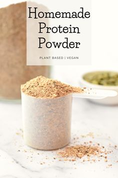 homemade protein powder in a jar with the title overlay