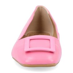 The Zimia flats from Journee collection are so timeless and stylish you'll want to wear them everywhere. With its luxe vegan leather, hardware detail, and soft square toe, this style is sure to become a favourite. A 4 mm tru comfort foam insole makes them super comfortable and supportive even on long days. Features: ComfortClosure Type: Slip-OnFootwear Technology: Memory Foam InsoleUpper/Outer Base Material: 100% PolyuretheneShoe Lining Material: PolyurethaneSole Material Content: 100% Polyureth Modern Flat Shoes For Spring, Chic Closed Toe Synthetic Flats, Pink Almond Toe Flats For Formal Occasions, Formal Pink Almond Toe Flats, Pink Slip-on Flats With Flat Heel, Modern Low Heel Ballet Flats For Spring, Chic Pink Slip-on Flats, Chic Almond Toe Synthetic Flats, Chic Pink Almond Toe Ballet Flats