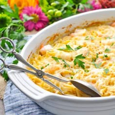 a white bowl filled with macaroni and cheese