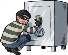 a burgling thief trying to break a safe