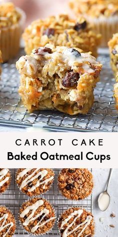 carrot cake baked oatmeal cups on a cooling rack