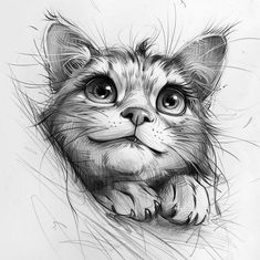 a pencil drawing of a cat's face