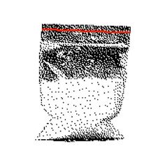 an image of a cup that is made out of black and white dots on a white background