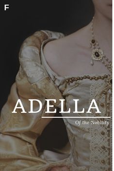 an advertisement for the book adella, which features a woman in a gold dress