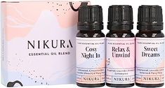 Nikura | Sleep Essential Oil Blends Set 3 x 10ml - Cosy Night in, Relax & Unwind & Sweet Dreams | Strong Fragrance for Soap and Candle Making, Diffusers for Home, Vegan, 100% Pure and Natural Relaxing Essential Oil Blends, Sleeping Essential Oil Blends, Relaxing Essential Oils, Floral Essential Oils, Cosy Night In, Calming Scents, Oil Blends, Aromatherapy Diffusers, Pure Essential Oils