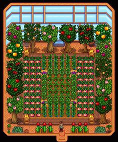 Greenhouse Design Stardew, Stardew Valley Farm Layout Forest Multiplayer, Stardew Valley Early Farm Layout, Greenhouse Ideas Stardew Valley, Stardew Valley Greenhouse Design, Stardew Valley Forest Farm Design, Stardew Beach Farm Layout, Stardew Valley Forest Farm Ideas