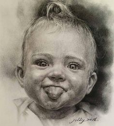 a drawing of a baby making a funny face