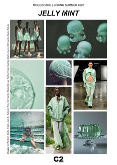 a magazine cover with images of people in green outfits and the words jelly mint on it