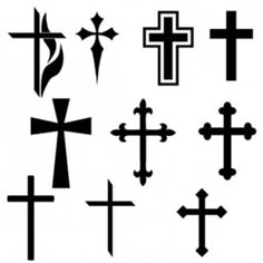 different crosses are shown in black and white