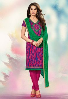 Pink-Blue Color Pure Cotton Designer Salwar Kameez Cotton Salwar Kameez, Indian Designer Suits, Salwar Dress, Women Suits, Salwar Kameez Designs, Anarkali Suits, Churidar