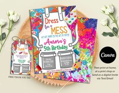 two birthday cards with flowers on them and the words, dress for messs