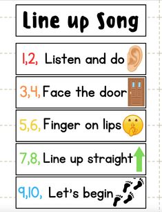 the line up song for children to learn how to read and use it as an interactive activity