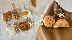 crochet mini - food keychains are on display