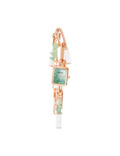 Anne Klein Rose Gold-Tone/ Green Gemstone Charm Bracelet Watch Charm Bracelet Watch, January 2nd, Rose Gold Watches, Pearl Charms, Mother Of Pearl, Bracelet Watch, Gold Tones, Charm Bracelet, Charms