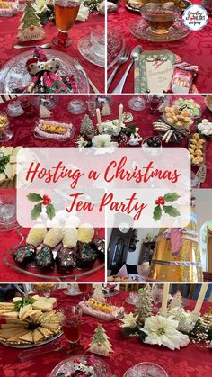 a collage of photos showing different types of christmas treats and desserts on a table