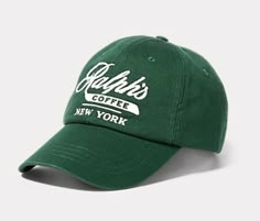 New York Ball, Ny Baseball Cap, Ralph Lauren New York, New York Coffee, Ny Baseball, Ralph Lauren Hats, Ralph Lauren Baseball Cap, Navy Hats, Green Cap