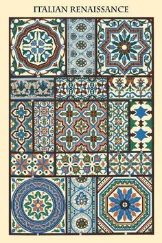 size: 18x12in Art Print: Ornament-Italian Renaissance by Racinet : Italian Pattern, Tile Designs, Egyptian Art, Niche Design, Antique Prints, History Design, Arabesque, Islamic Art, Pattern Art