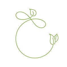 a line drawing of an apple with a leaf on it's tip and the letter o in the middle