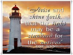 a lighthouse with the words jesus and shine forth that thy light may be a standard for the nations