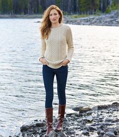 Now on sale at L.L.Bean: our Women's Signature Cotton Fisherman Tunic Sweater. Get free shipping and the best prices on Women's Sweaters. Ll Bean Outfit, Womens Preppy Outfits, Cute Sweaters For Fall, Ll Bean Women, Fisherman Sweater, Beige Sweater, Hiking Outfit, Preppy Outfits, Tunic Sweater