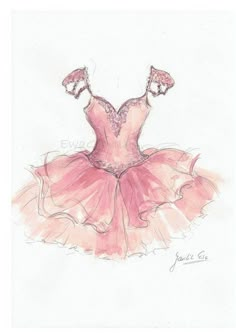 a drawing of a pink ballerina dress