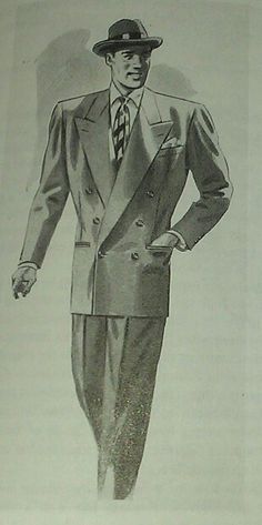 6. 1950s wide shoulder suit jacket 1950s 3 Piece Suit, Double Breasted Suit Drawing, 1950 Suit Men, 1950s Suit Mens, 1950s Dinner Jacket, 1950s Three Piece Suit, Suits In The 1950s, Vintage Fitted Double-breasted Suits, Double-breasted Suit Jacket Illustration